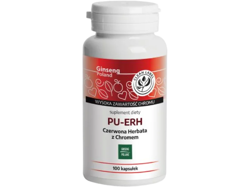 PU-ERH Herbata czerwona z chromem, kapsułki, 100 kaps.