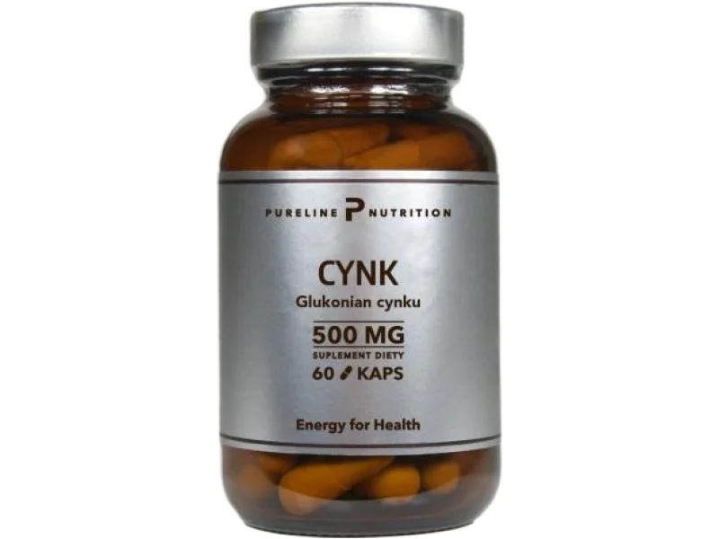 PURELINE NUTRITION CYNK Glukonian cynku, kapsułki, 57,6 mg, 60 kaps.