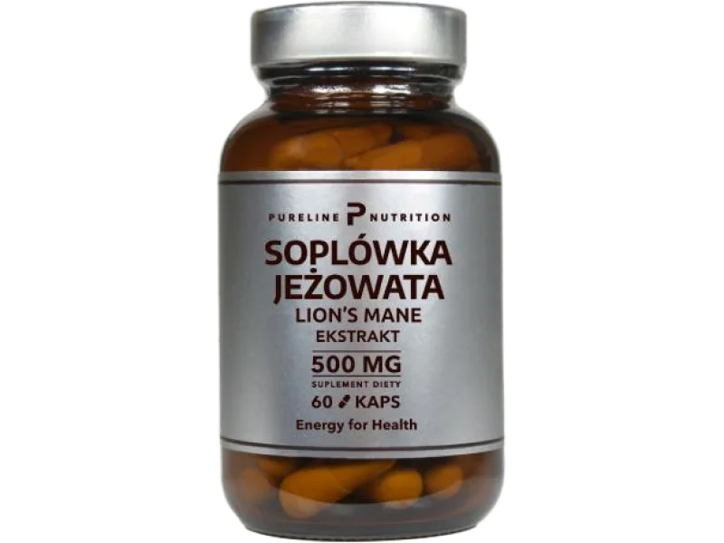 Pureline Nutrition Soplówka jeżowata Ekstrakt, kapsułki, 500 mg, 60 kaps.
