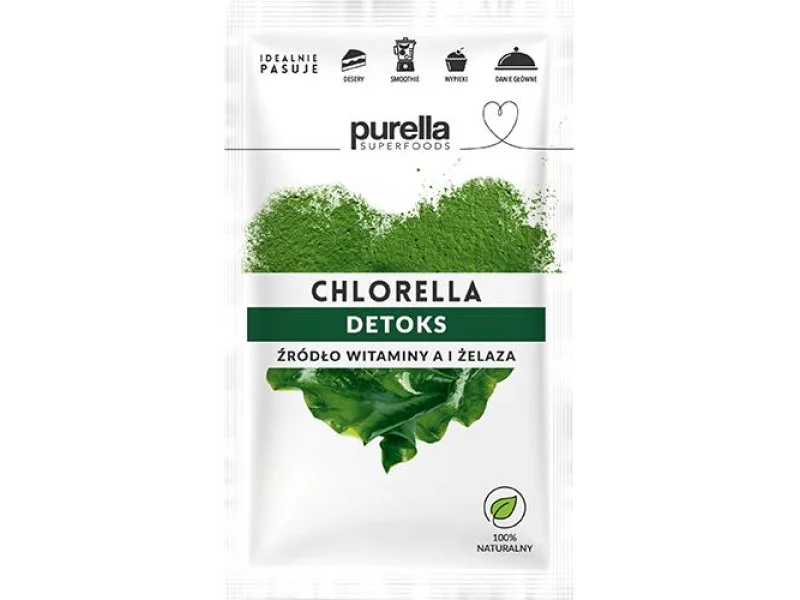 PURELLA Chlorella Detoks Źródło witaminy A i żelaza, proszek, 21 g