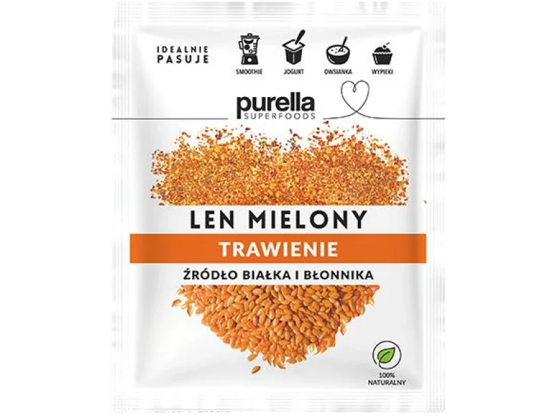 PURELLA Len mielony odtłuszczony, proszek, 180 g