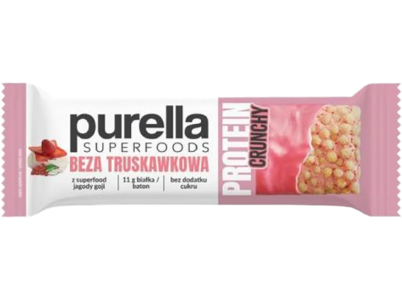 PURELLA Protein Crunchy Truskawkowa beza, baton, 45 g