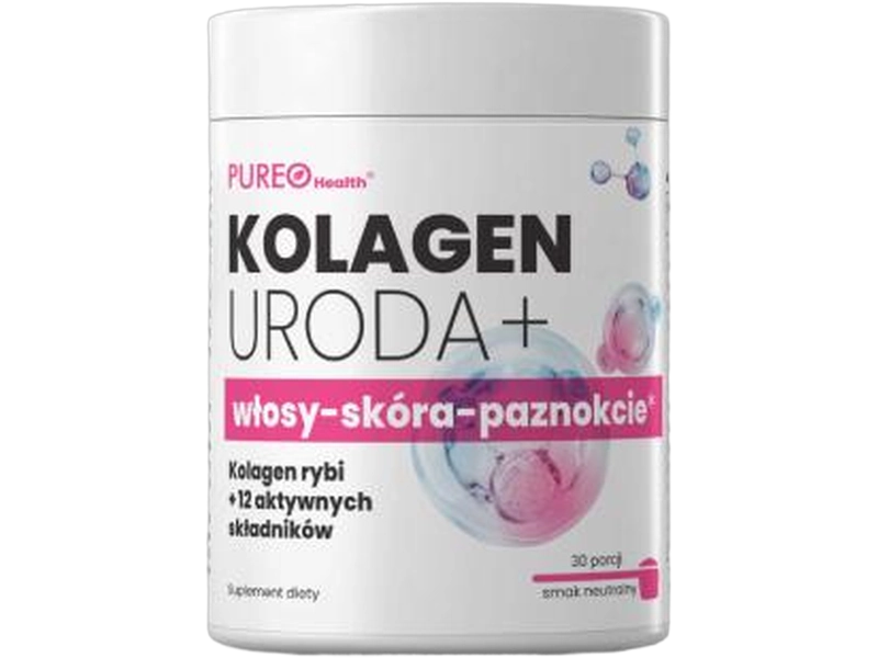Pureo Health Kolagen uroda + włosy + skóra + paznokcie, smak truskawkowo-malinowy, proszek, 129 g