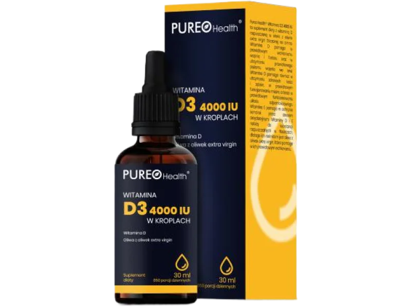 PUREO HEALTH Witamina D3 4000 IU, krople, 4000 IU, 30 ml
