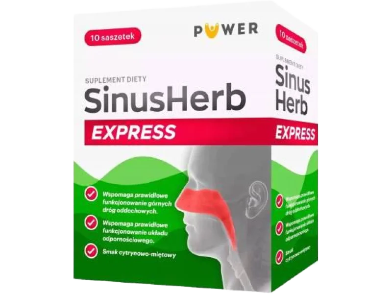 PUWER Sinus Herb Express cytrynowo-miętowy, proszek do sporządzania roztworu doustnego, 10 szt.