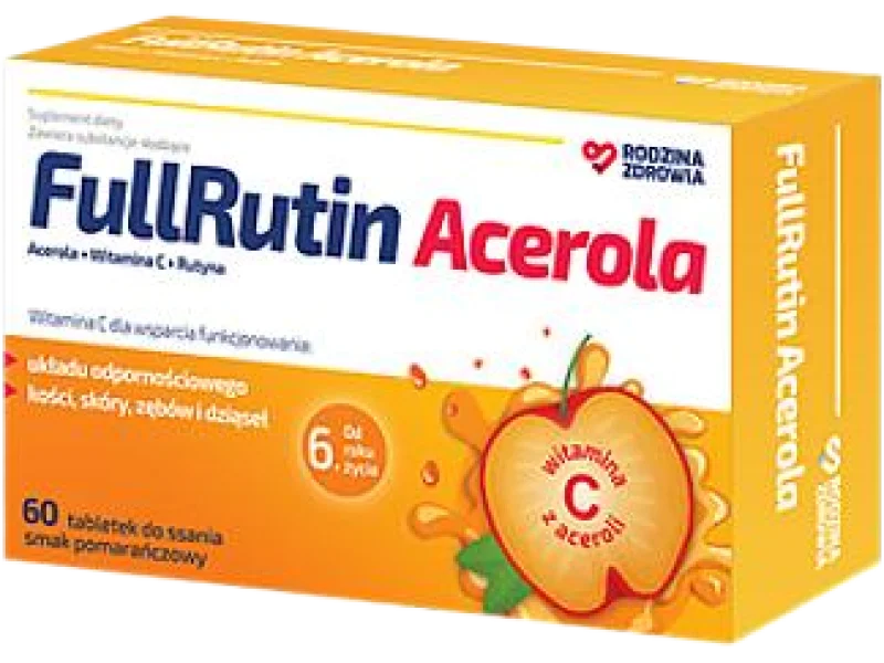 Rodzina Zdrowia FullRutin Acerola smak pomarańczowy, tabletki, 25 mg, 60 tabl.