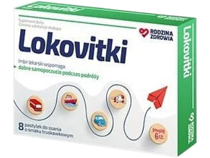 Rodzina Zdrowia Lokovitki smak truskawkowy, pastylki do ssania, 8 past.