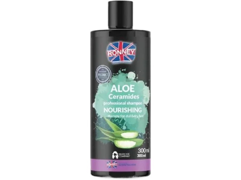 RONNEY Aloe Ceramides Odżywiający szampon do włosów matowych i suchych z aloesem i ceramidami, 300 ml