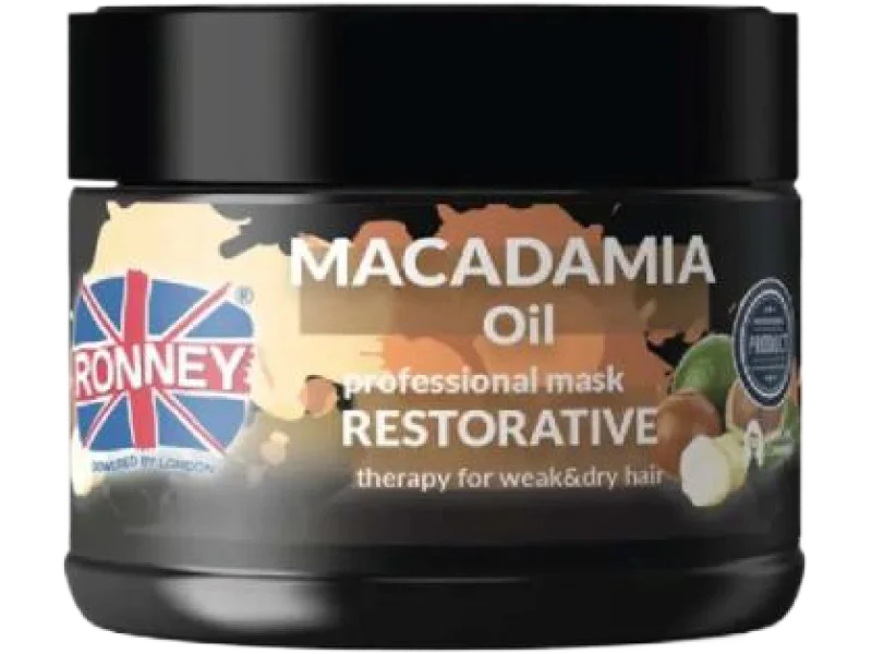 RONNEY Macadamia Oil Wzmacniająca maska z olejem makadamia do włosów suchych i osłabionych, 300 ml