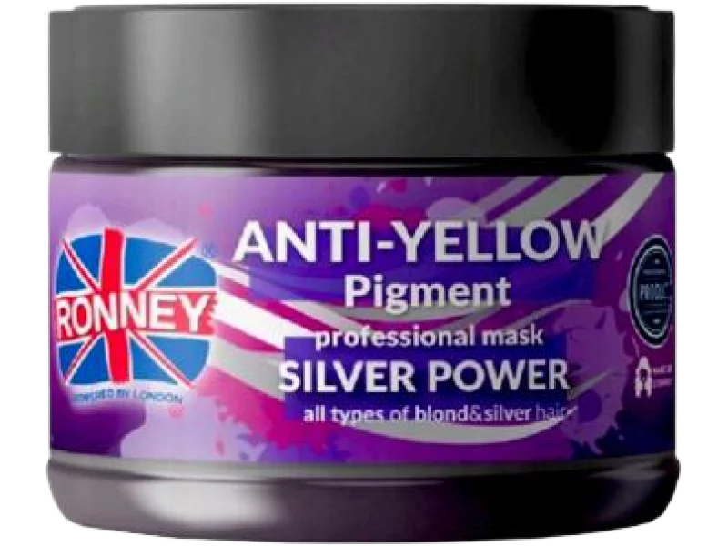 RONNEY Maska do włosów blond, rozjaśnionych i siwych NO YELLOW, 300 ml
