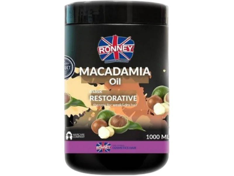 RONNEY Maska wzmacniająca – olej macadamia, 1000 ml