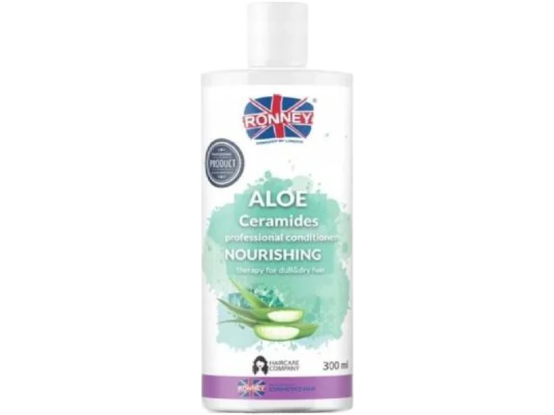 RONNEY Professional Conditioner Nourshing Aloe Ceramides odżywka nawilżająca do włosów matowych i suchych, aloes, 300 ml