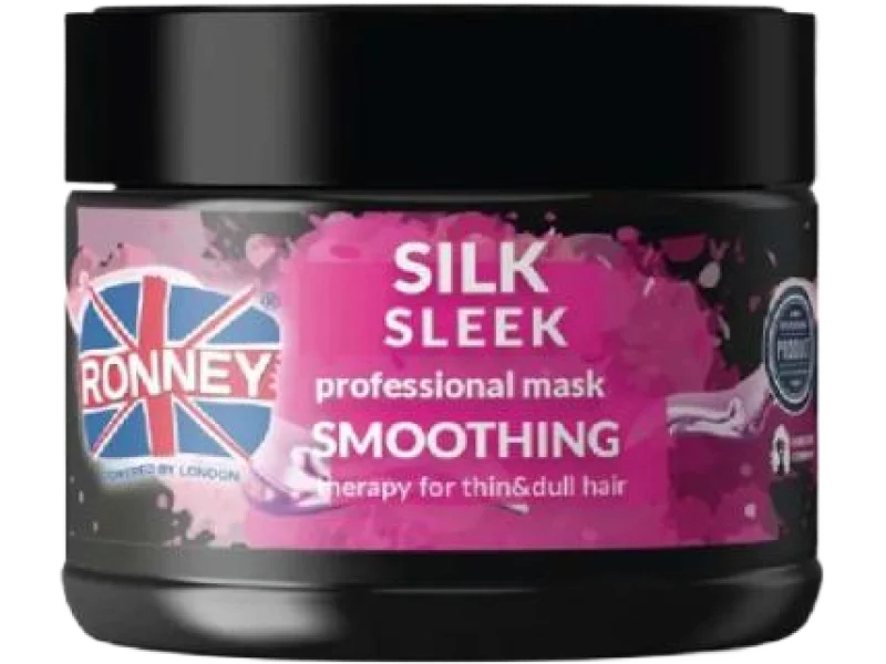 RONNEY Silk Sleek Wygładzająca maska do włosów cienkich i suchych z jedwabiem, 300 ml