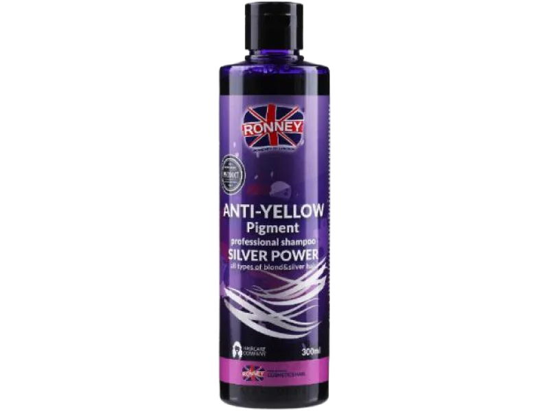 RONNEY Silver Power Anti-Yellow Pigment Szampon do włosów blond, rozjaśnionych i siwych, 300 ml