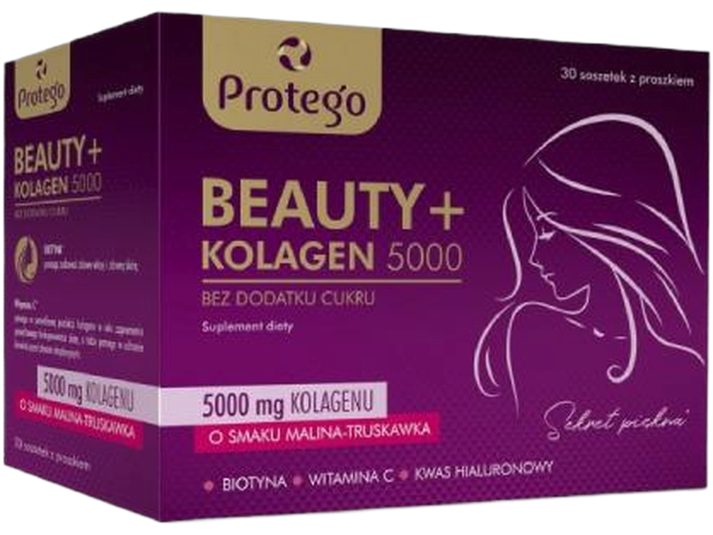 Salvum Protego Beauty+ kolagen 5000, smak malina-truskawka, saszetki, 30 sasz.
