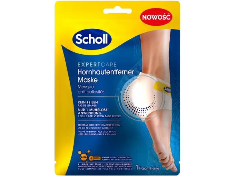 SCHOLL Expert Care złuszczająca maska na pięty z kwasami AHA, 1 szt.