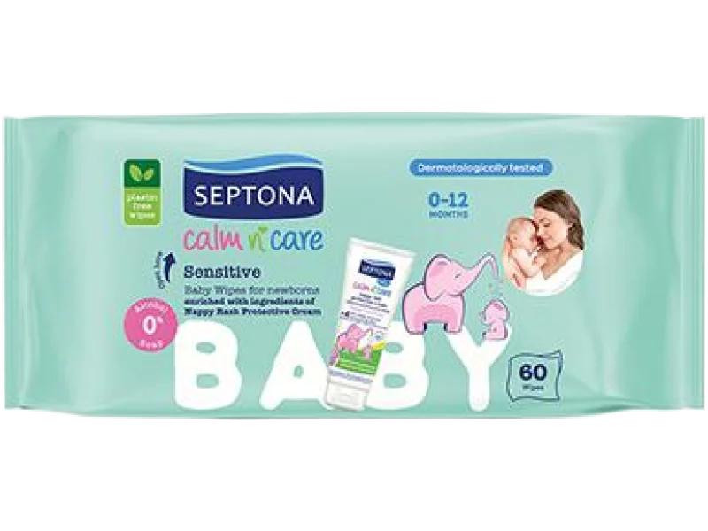 Septona Baby Sensitive nawilżane dla dzieci i niemowląt, chusteczki, 60 szt.