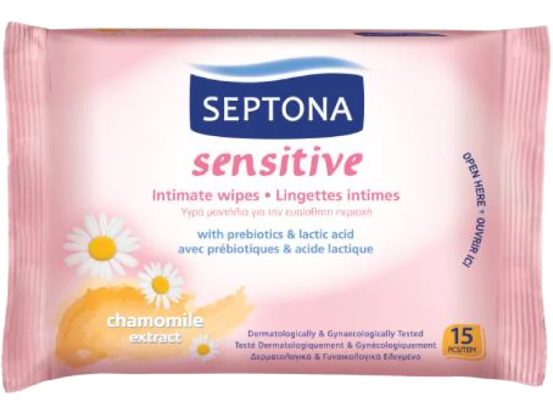 SEPTONA Sensitive Chusteczki nawilżane do higieny intymnej, 15 szt.