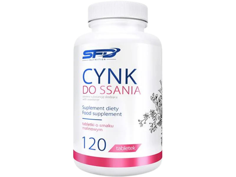 SFD Cynk do ssania, smak malinowy, tabletki do ssania, 120 tabl.