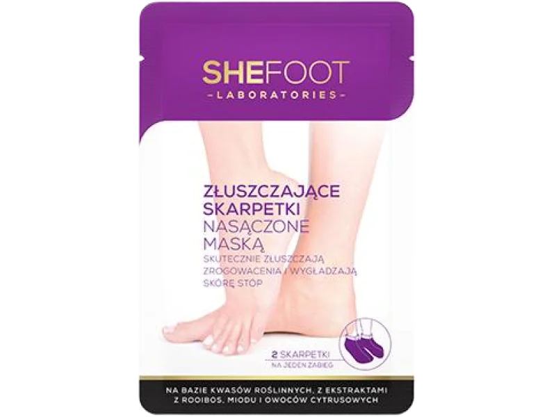 SheFoot złuszczające skarpetki nasączone maską, skarpetki złuszczające, 1 para