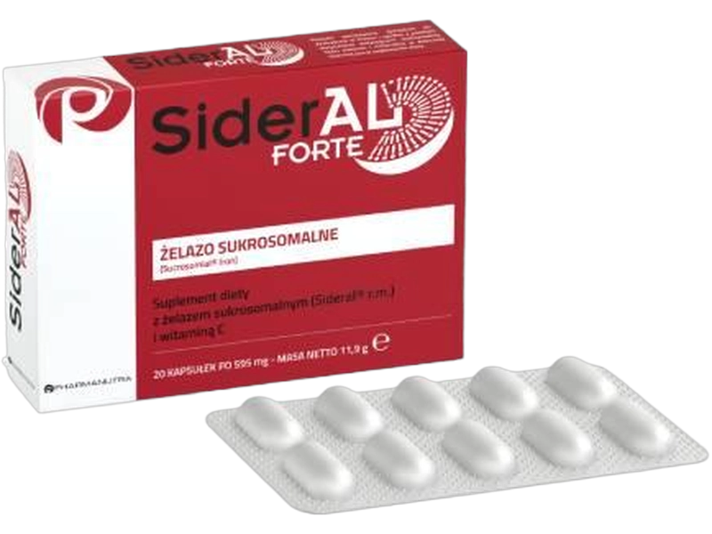 SiderAL Forte, kapsułki, 30 mg + 70 mg, 20 kaps.