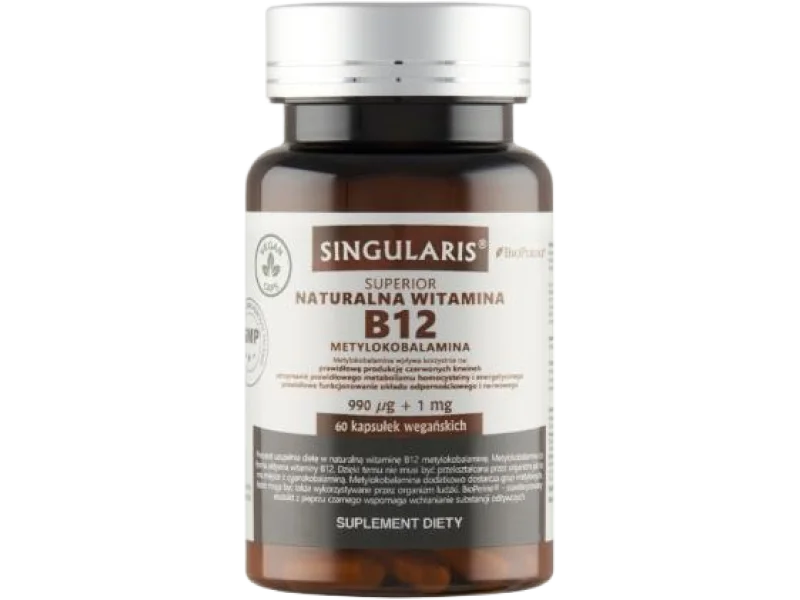 SINGULARIS Superior naturalna witamina B12 metylokobalamina, kapsułki, 990 µg, 60 kaps.