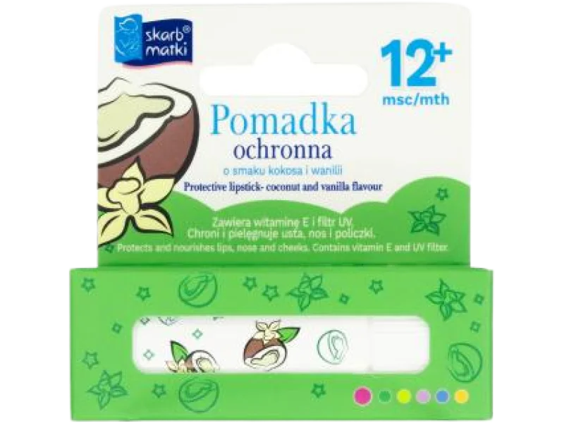 SKARB MATKI Pomadka ochronna dla dzieci o smaku kokosa i wanilii, 6,5 g