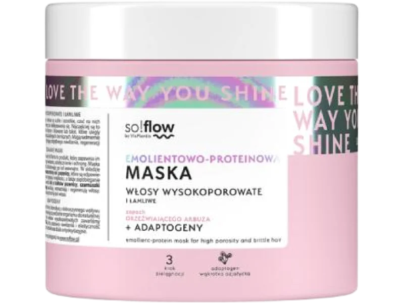 so!flow by Vis Plantis Emolientowo-proteinowa maska do włosów wysokoporowatych i łamliwych, 400 ml