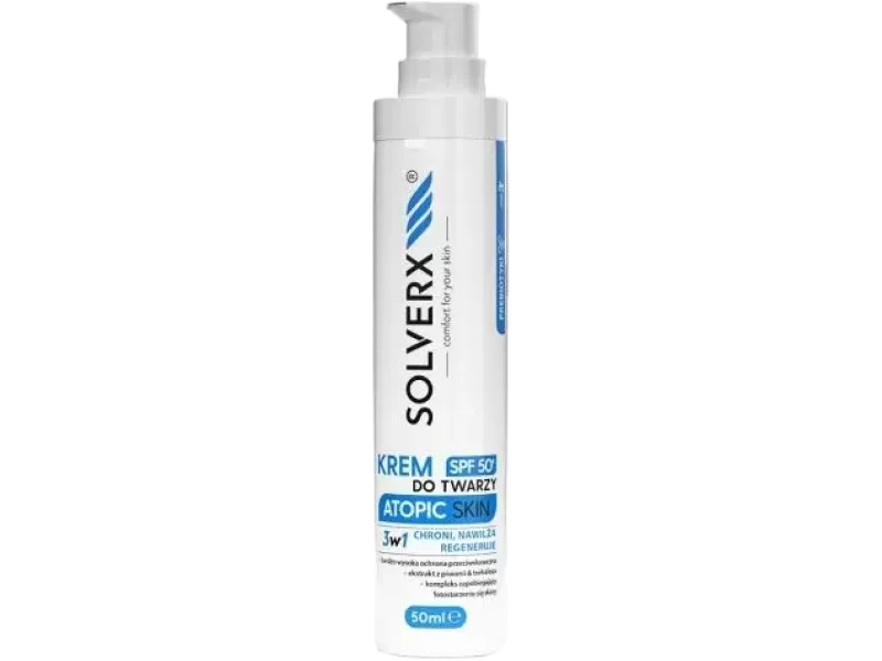 Solverx Atopic Skin krem do twarzy z SPF50+ 3w1, 50 ml