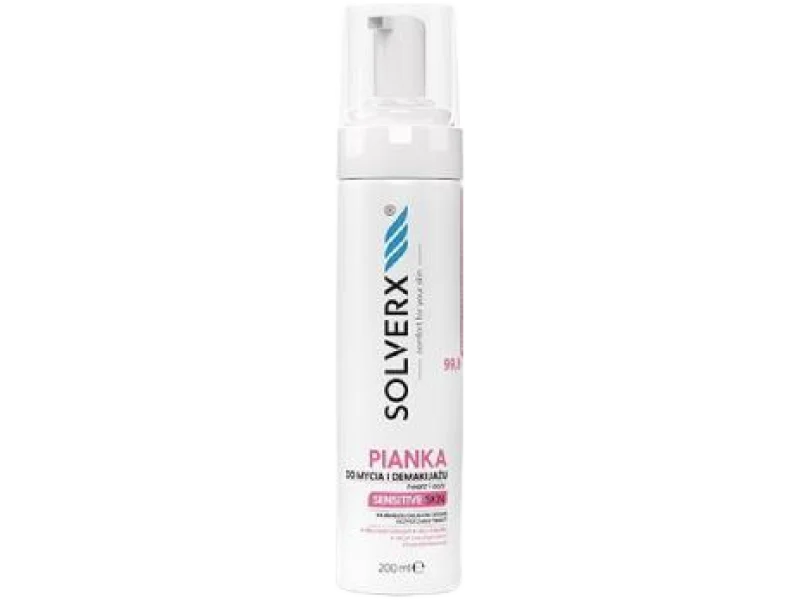 SOLVERX Sensitive Skin, pianka do mycia twarzy i demakijażu, 200 ml