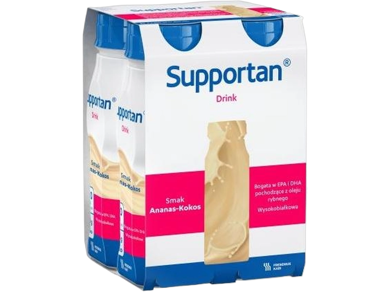 Supportan Drink, smak ananas kokos, płyn, 4 x 200 ml