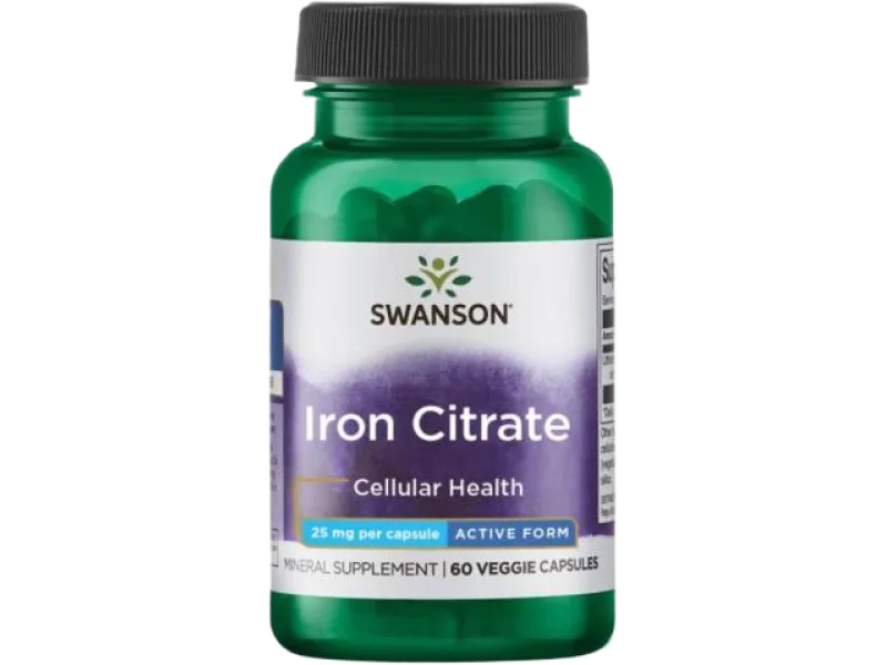 SWANSON Cytrynian Żelaza, kapsułki, 25 mg, 60 kaps.