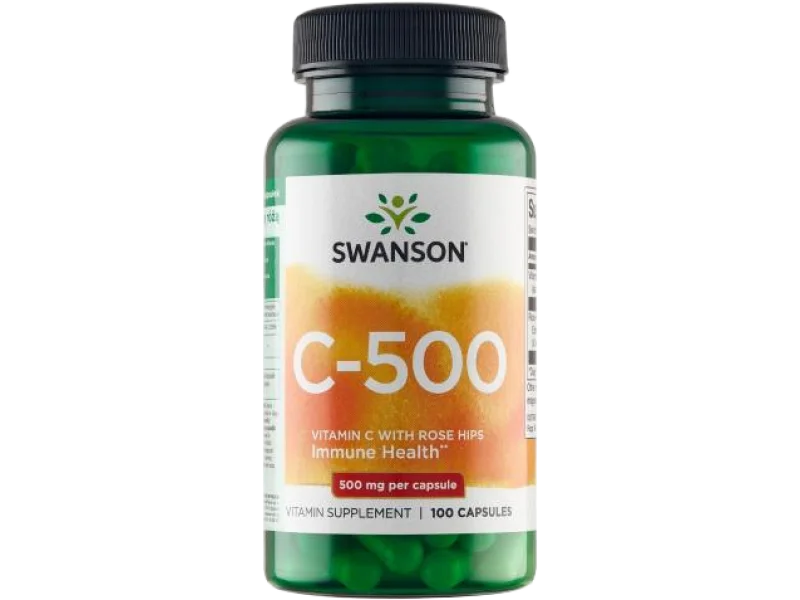 Swanson Witamina C500 + dzika róża, kapsułki, 500 mg, 250 kaps.