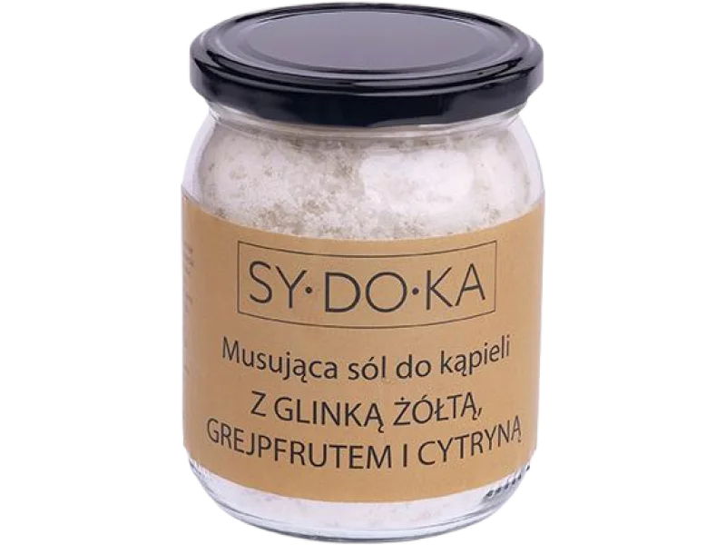 Sydoka musująca sól do kąpieli z glinką żółtą, grejpfrutem i cytryną, sól lecznicza, 500 g
