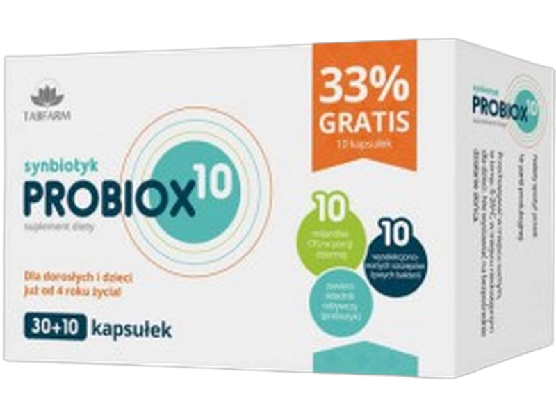 Tabfarm Probiox 10 synbiotyk, kapsułki, 40 kaps.