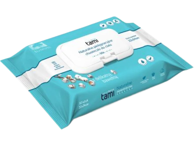 TAMI MyCare Naturalne pielęgnacyjne chusteczki do ciała, 50 szt.