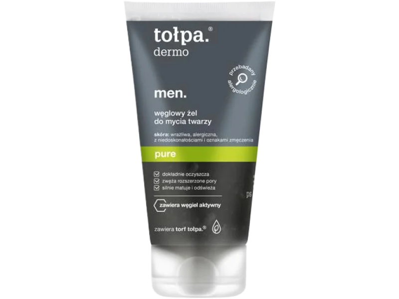 Tołpa Dermo Men Pure węglowy żel do mycia twarzy, 150 ml