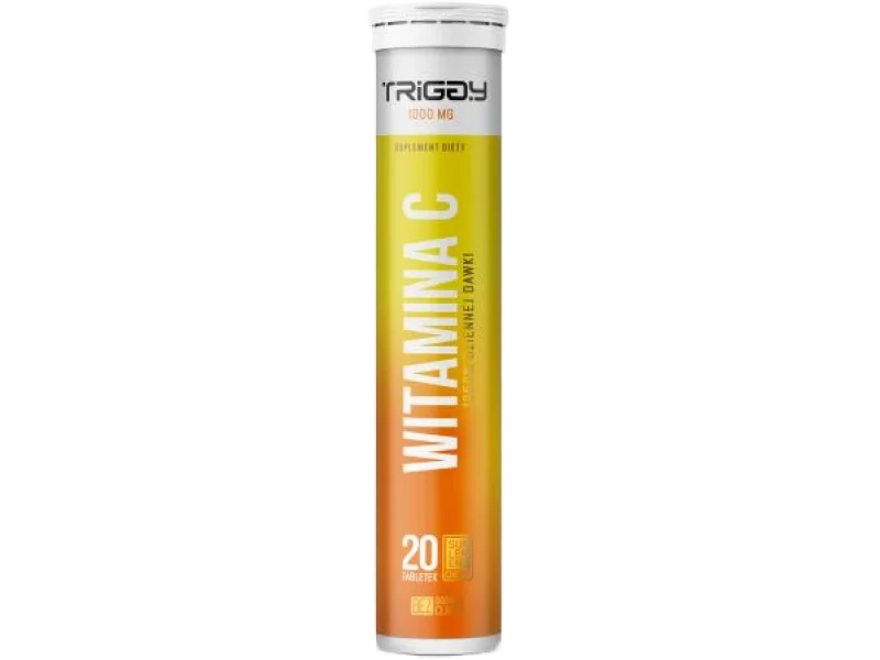 TRIGGY Witamina C, smak pomarańcza, tabletki musujące, 1000 mg, 20 tabl.