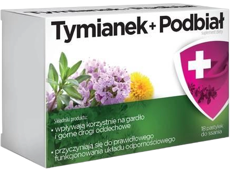 Tymianek podbiał, pastylki do ssania, 18 szt.