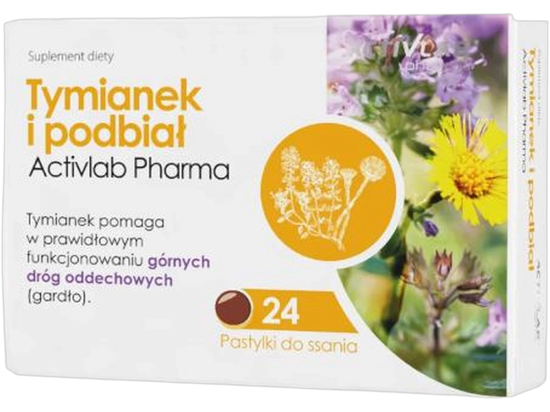 Unipro ActivLab Pharma tymianek i podbiał, pastylki do ssania, 24 szt.