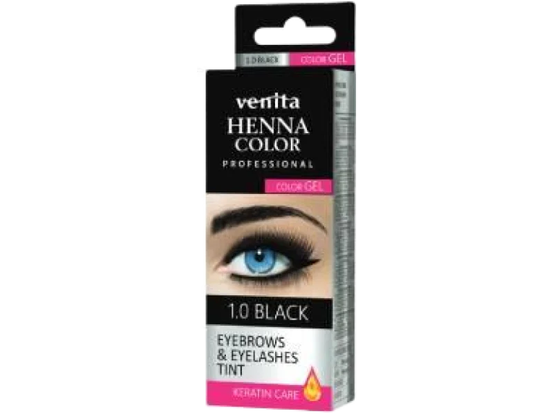 Venita Henna Color, henna do brwi i rzęs, 1.0 Black, żel, 15 g