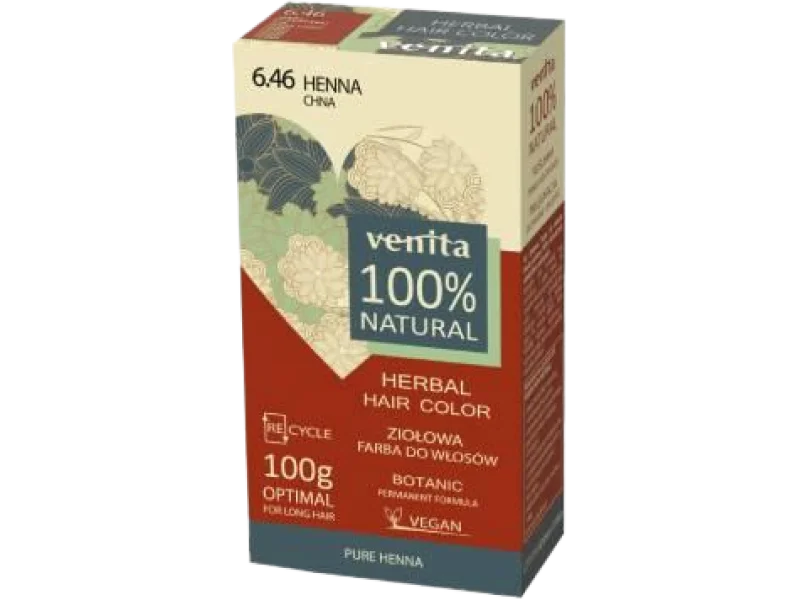 Venita Herbal Hair Color, ziołowa farba do włosów, 6.46 Chna, proszek, 100 g