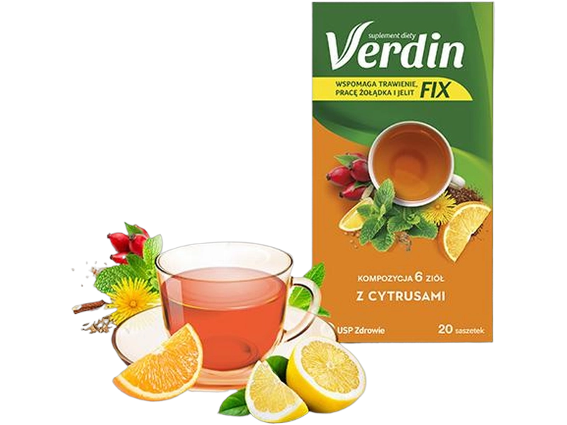 Verdin Fix, mieszanka ziołowa z cytrusami, saszetki, 20 sasz.