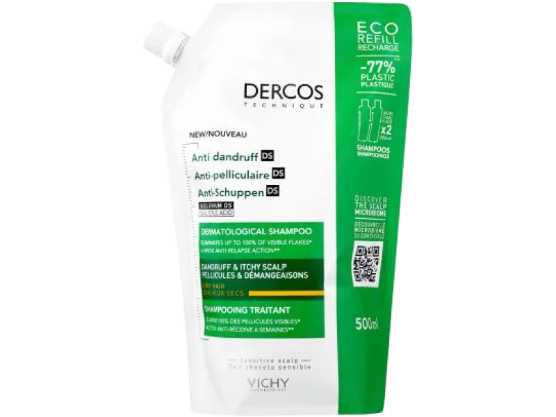VICHY DERCOS Anti-dandruff Shampoo Dry Hair – zapas, szampon, 500 ml