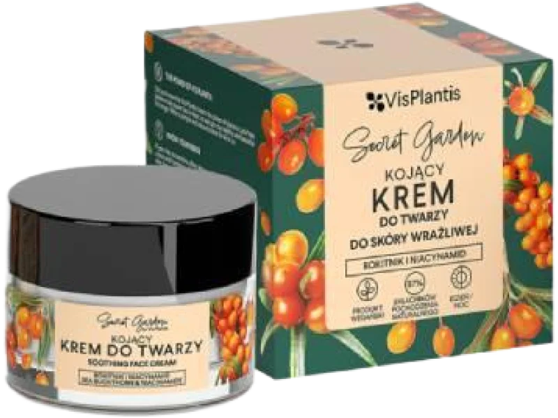 Vis Plantis Secret Garden kojący krem do twarzy do skóry wrażliwej rokitnik i niacynamid, 50 ml