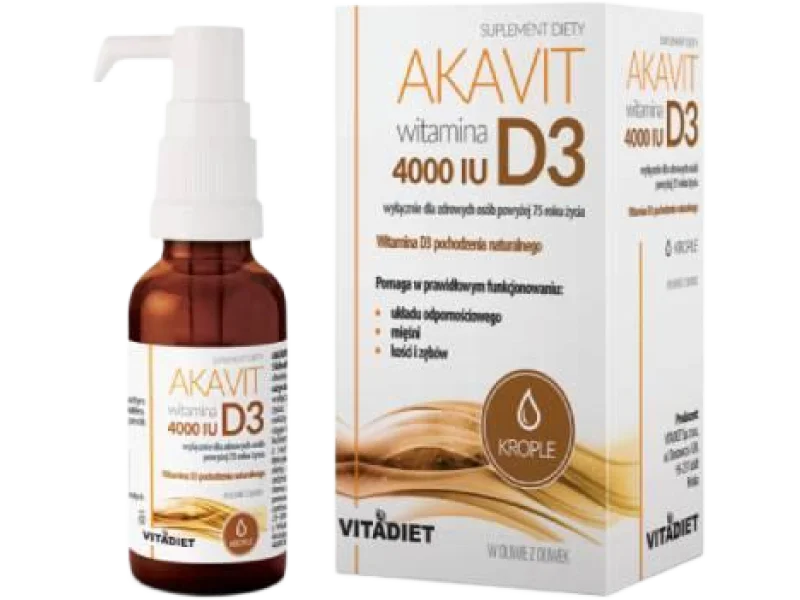 VITADIET Akavit Witamina D3 4000 IU, krople, 4000 IU, 29,4 ml