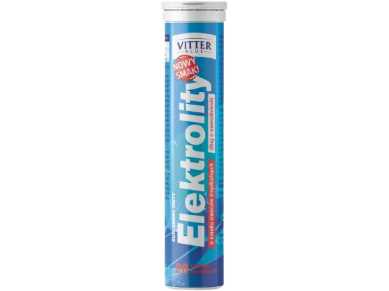 VITTER BLUE Elektrolity o smaku owoców tropikalnych, tabletki musujące, 20 tabl.
