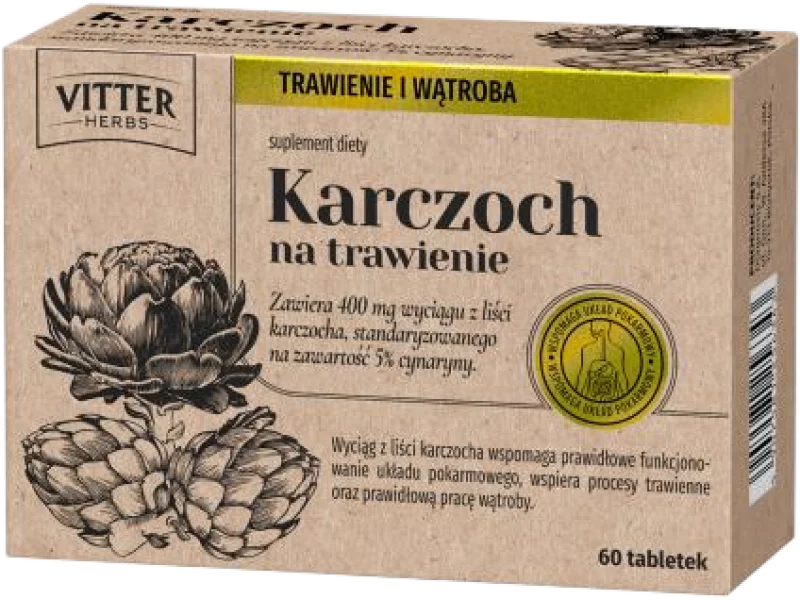 VITTER HERBS Karczoch na trawienie, tabletki, 400 mg, 60 tabl.