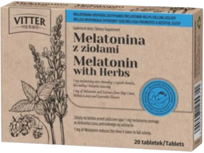 VITTER HERBS Melatonina z ziołami, tabletki, 20 tabl.