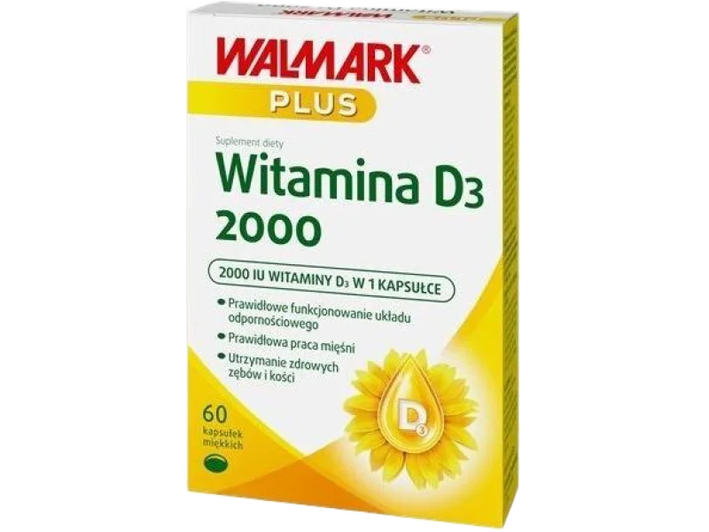 WALMARK+ Witamina D3 Forte 2000, kapsułki miękkie, 50 µg, 60 szt.